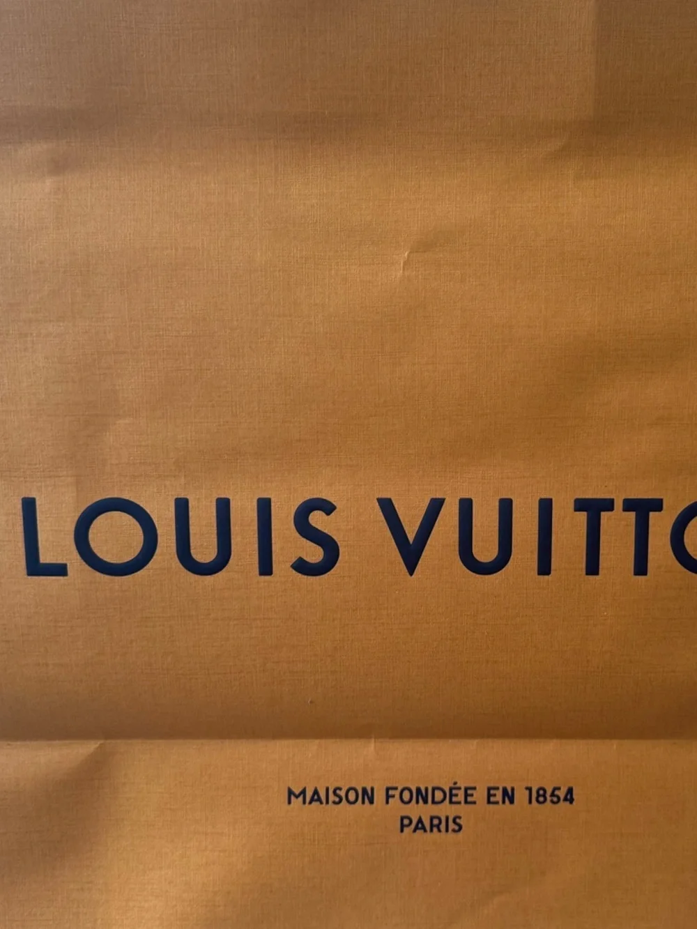 NWOT Louis Vuitton Signature Orange Tote/Gift Bag Large with Blue Ribbon Handles